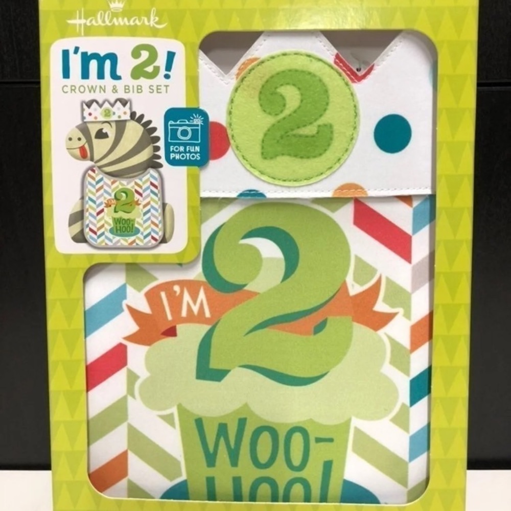 NEW Hallmark 2nd Birthday Crown Bib Set